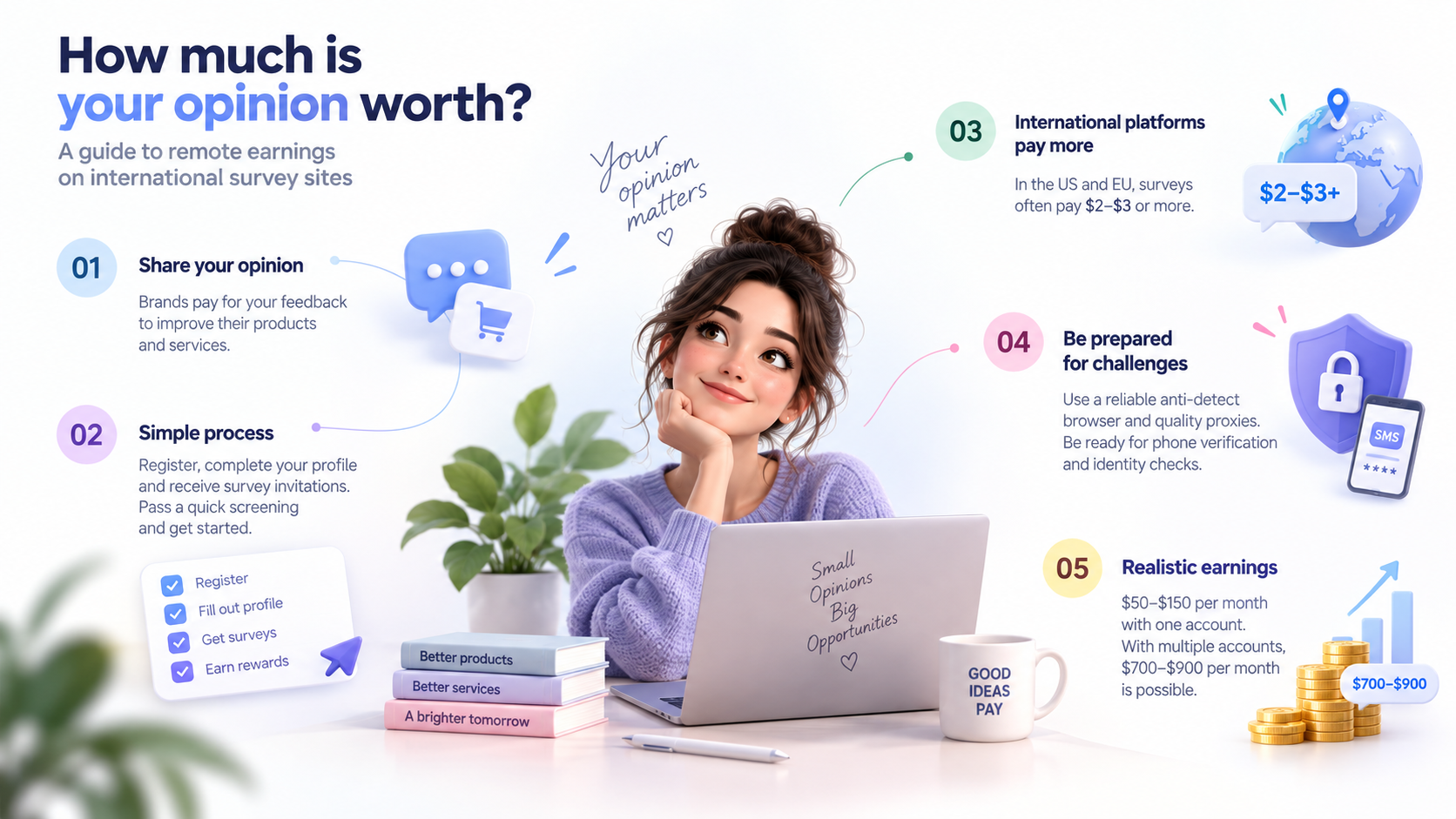 How much is your opinion worth - guide to remote earnings on international survey sites