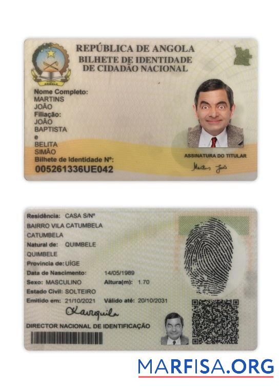 Downloadable Angola ID Card 2021 Present download for verification