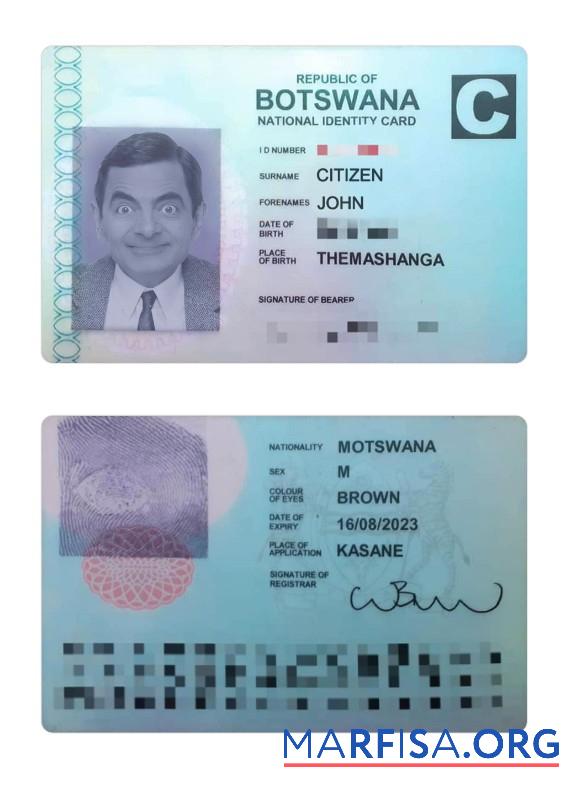 Realistic Botswana National ID Card example