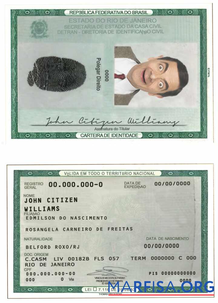 Printable Brazil ID Template (2010 – Present) sample