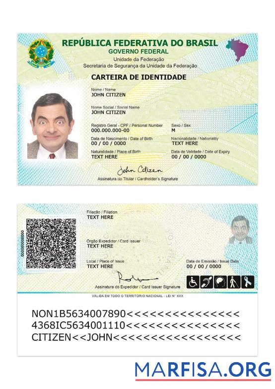 Realistic Brazil Identity Card Version 2 template