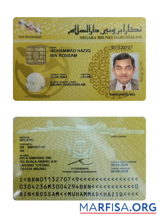 Realistic Brunei ID Card sample
