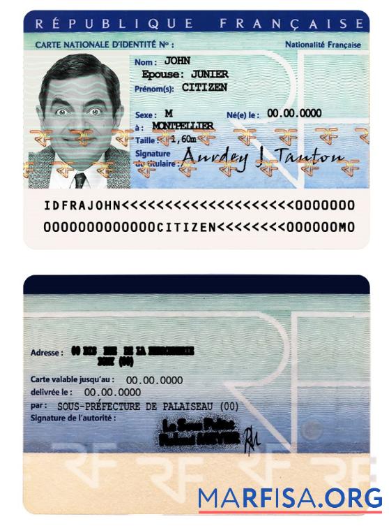 Printable France ID sample