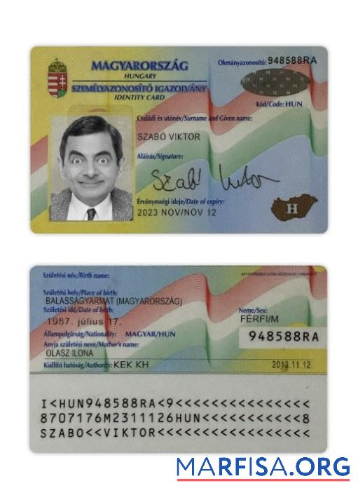 Printable Hungary ID Card template