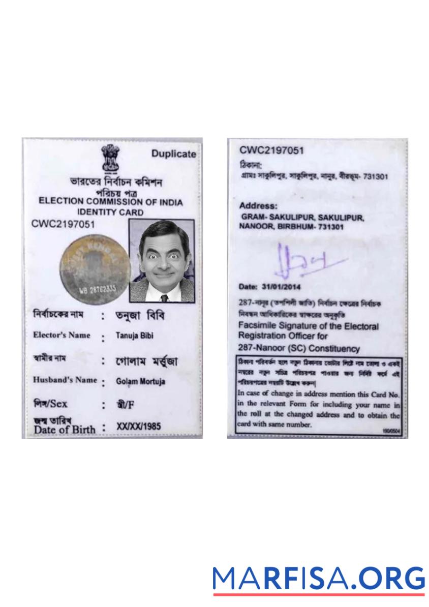 Downloadable India Identity Card template