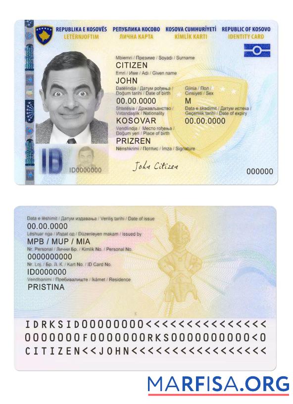 Realistic Kosovo ID Card sample