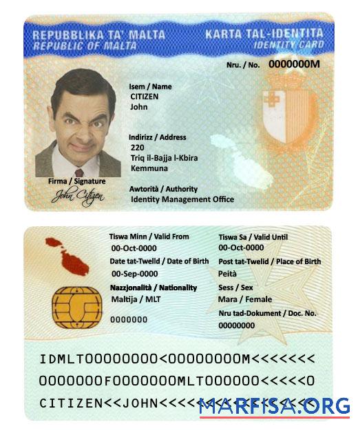 Downloadable Malta ID sample