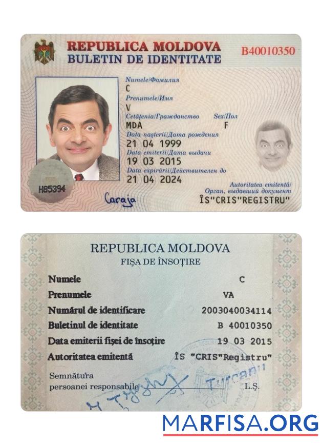 Realistic Moldova ID Card Version 2 real example