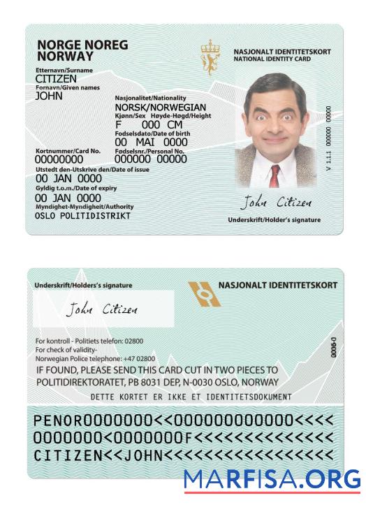 Realistic Norway ID Card Version 2 sample