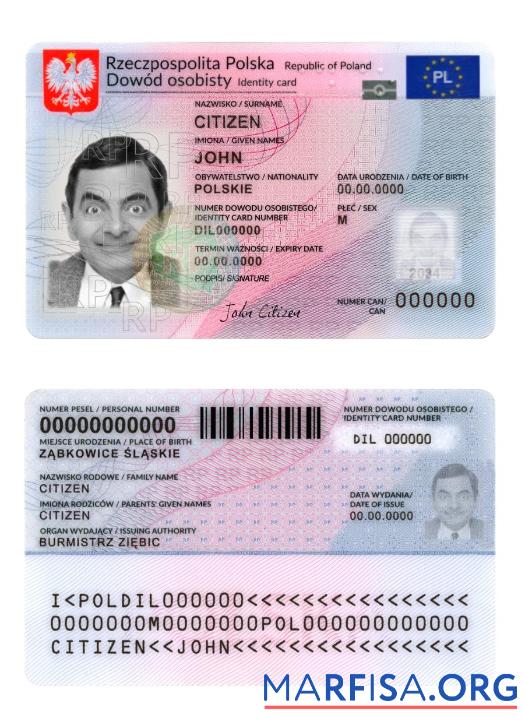 Realistic Poland ID Card 2023 Present download for verification