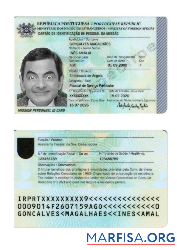 Blank Portugal ID Card 2020 Present download for verification