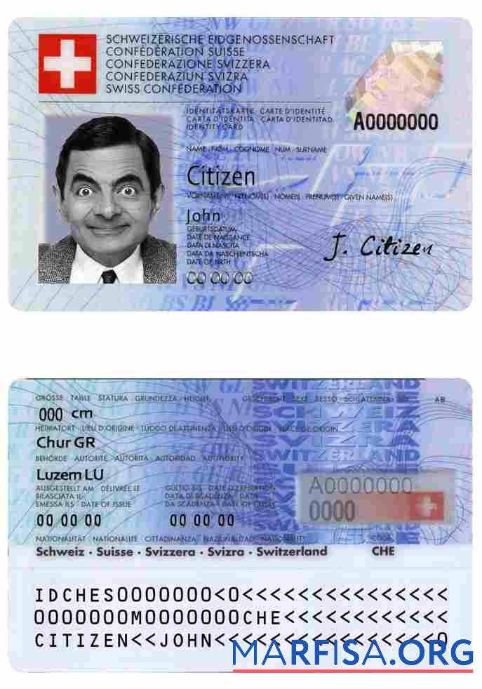 Printable Switzerland ID example