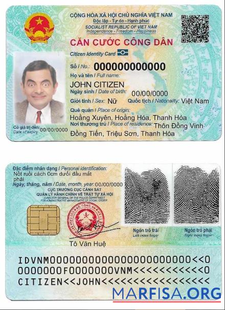 Printable Vietnam ID Card template
