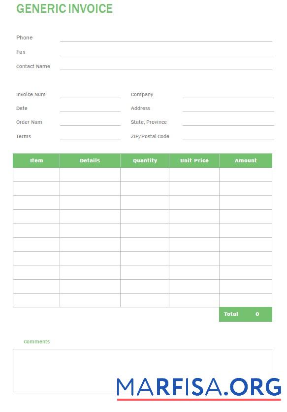 Downloadable Free Generic Invoice real example - Marfisa
